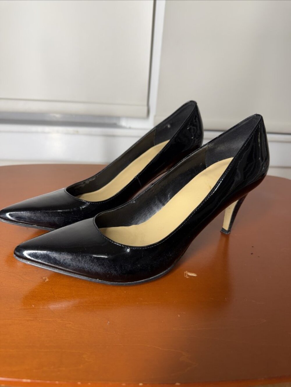 Cole Haan NikeAir Black Patent Classic Heels Pointed Toe Womens Size 7.5 3" heel
